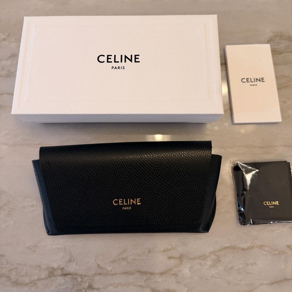 Celine Black Leather case with Gold Logo